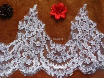 

Free shipping big promotion white long lace width 19cm DIY accessories for wedding dress 5.4meter/lot