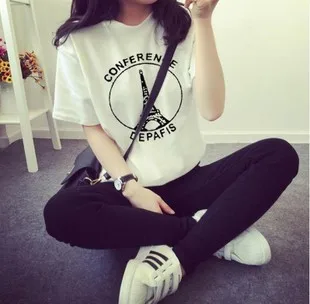 

ECTTC Brand Design Women Summer T Shirts Fashion Paris Eiffel Tower Print Teens Girls T-shirt Short Sleeve Top Tee Clothes
