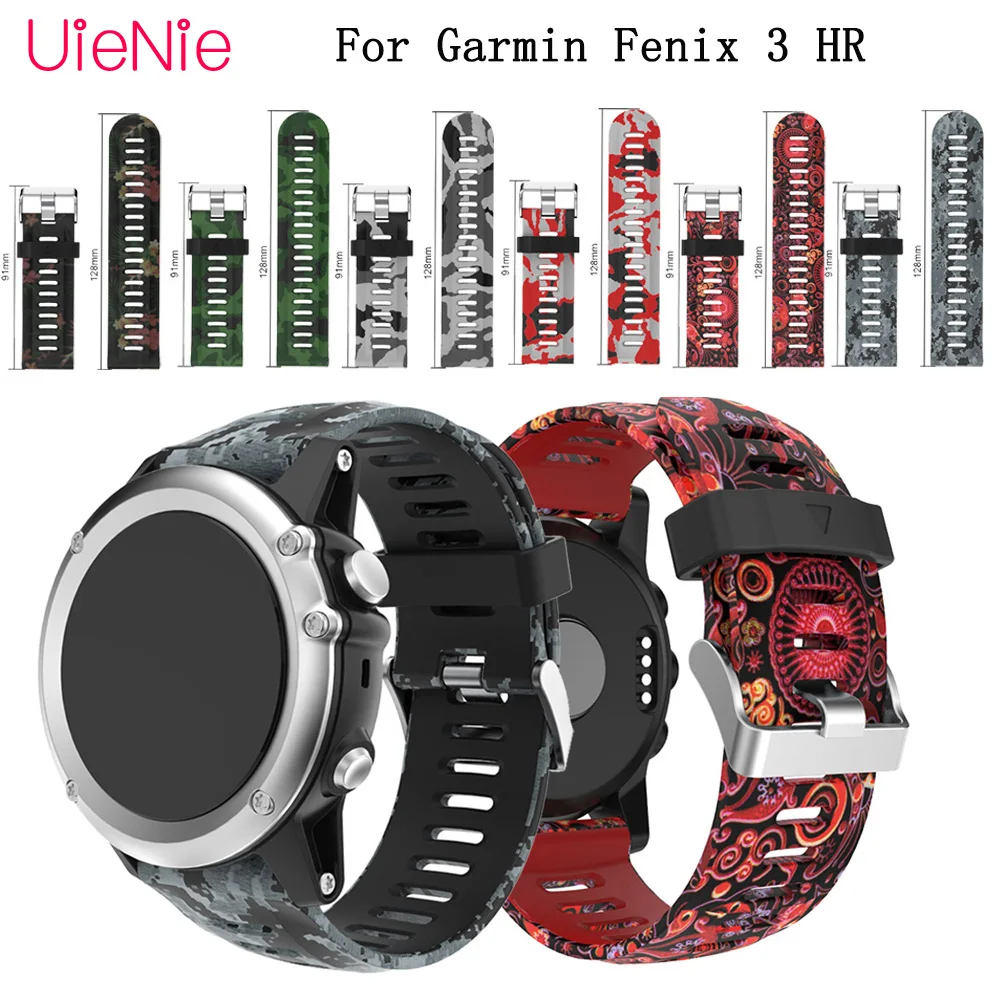 

Soft Silicone replacement bracelet Fit Fashion Bracelet for Garmin Fenix 3 3 HR Running Sport Strap Watch Strap printing Band