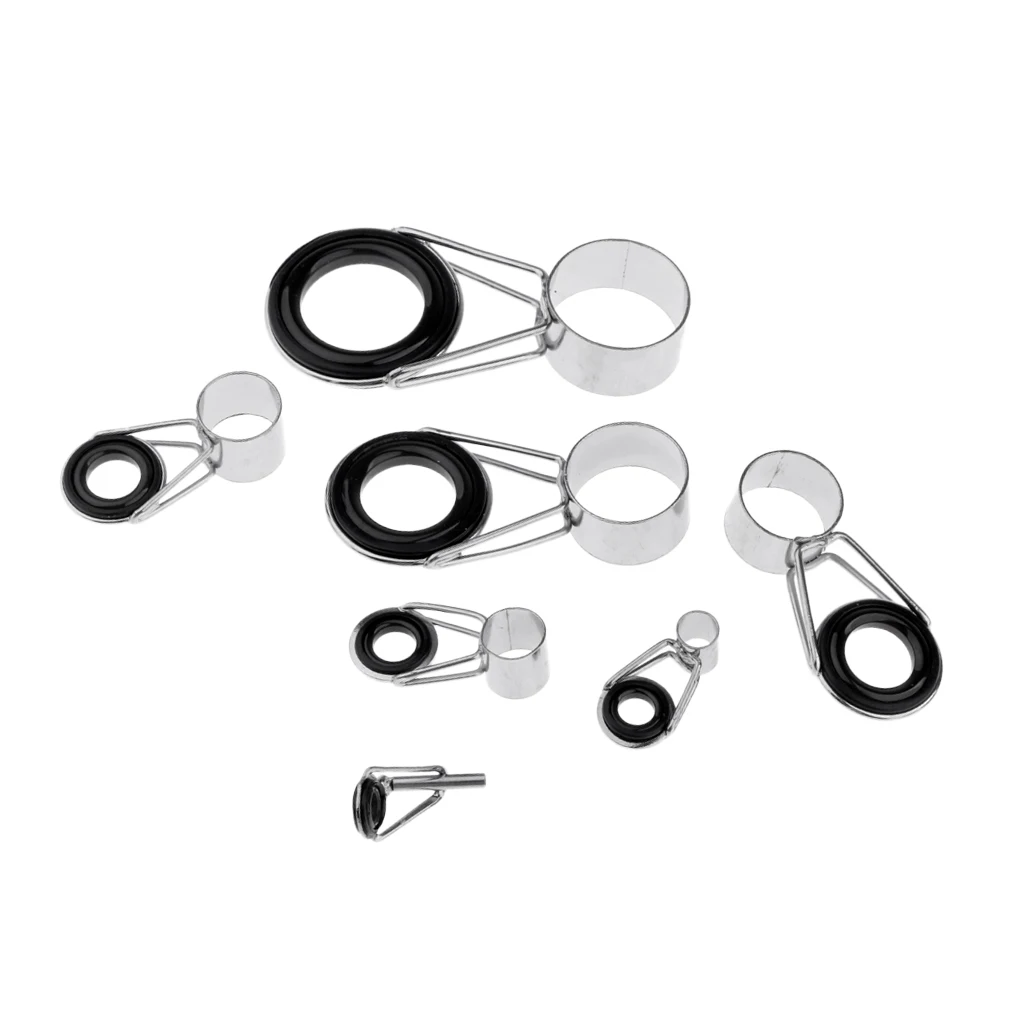 7 Pieces Fishing Rod Guide Ceramic Ring Telescopic Surf Casting Fishing Rod Tips  5mm 6mm 8mm 11mm 15mm 20mm