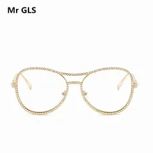 New Fashion Anti-Radiation Brand Design Retro Full Oval Mosaic Crystal Frame Plain Glasses Women Spectacles Oculos UV400 x105
