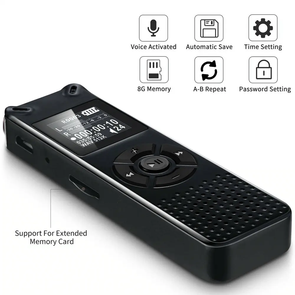 V91 Vandlion Профессиональный голосовой активированный цифровой Аудио Диктофон 16 ГБ 32 ГБ Запись Диктофон WAV MP3 плеер