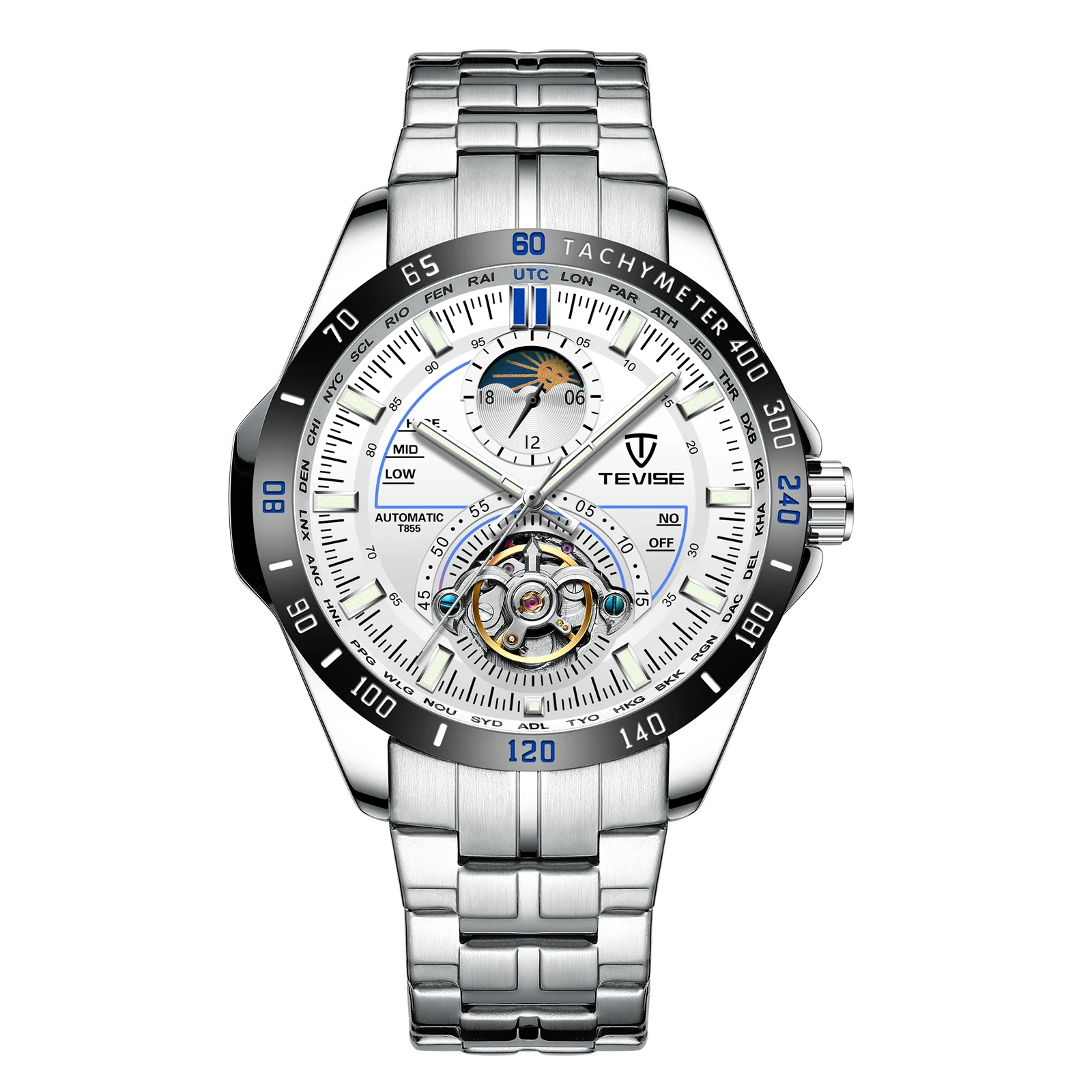Tevise брендовые механические часы модные роскошные мужские автоматические часы мужские Бизнес водонепроницаемые наручные часы Erkek Kol Saati