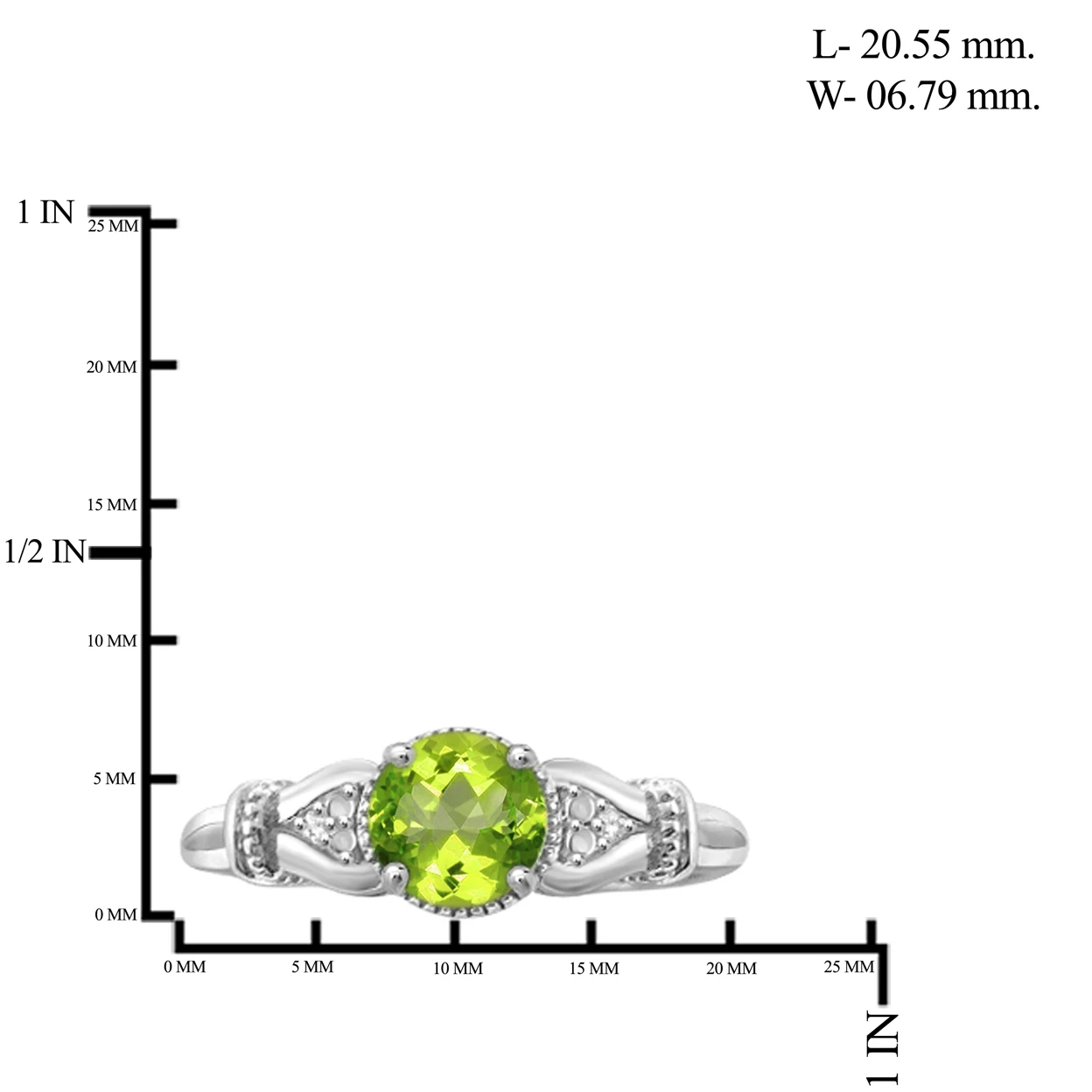 JewelonFire 3/4 Carat T.G.W. Peridot and White Diamond Accent Ring in Sterling Silver (3)