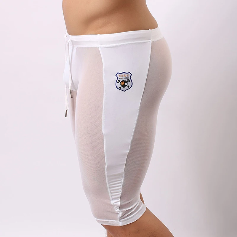 Сексуальные ультратонкие мужские спортивные шорты для бега, нейлоновые спортивные мужские спортивные штаны для фитнеса, быстросохнущие эластичные Мужские дышащие шорты для бега