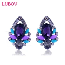 Женские великолепные элегантные лепестки серьги-гвоздики Искусственный горный хрусталь серьги женские подарок ювелирные изделия 3,3x2,2 см Прямая поставка