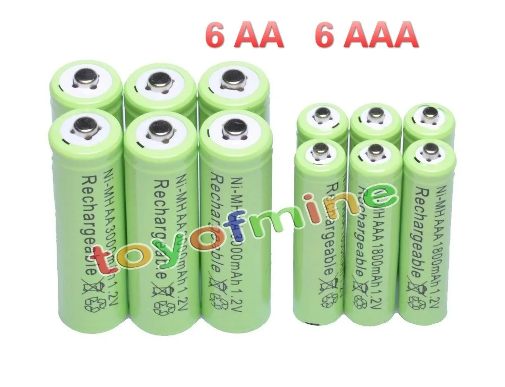 AA 3000 mAh+ AAA 1800 mAh 1,2 V NiMH 14500 аккумуляторная батарея 2A 3A аккумуляторная батарея
