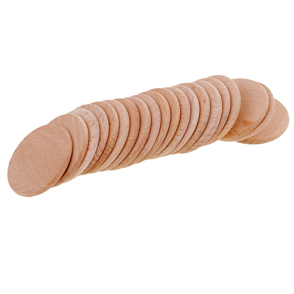 20 Pieces 36mm Unfinished Wooden Round Circle Discs Embellishments for Art Craft Great For Creating Jewelry Birthday Boards