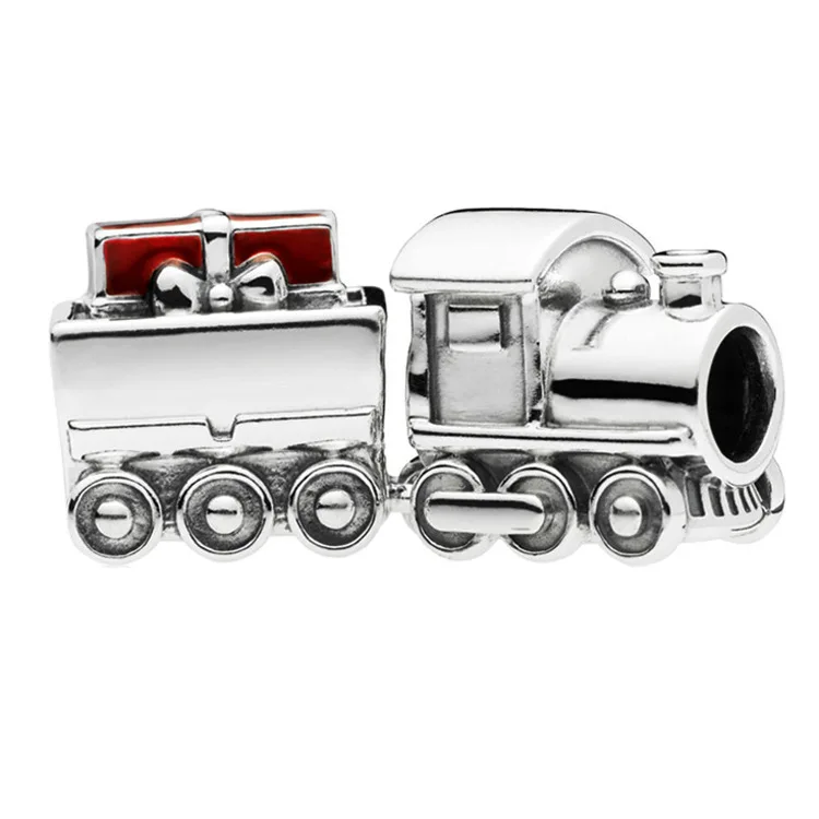 

Newest 925 Sterling Silver Bead Christmas Train Charm Beads Fits Pandora Bracelets & Necklace Original Diy Jewelry