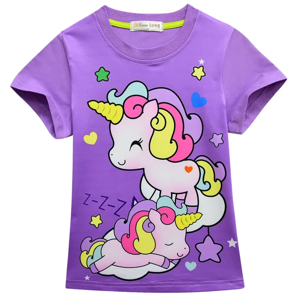 Camisa Infantil/футболка с единорогом; Femme; детская одежда для дня рождения; Camiseta Unicornio; топы для малышей; летняя детская одежда