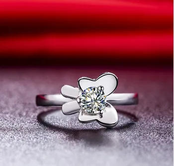 

Flower Solid 14K White Gold Jewelry 0.5Ct Moissanite Diamond Ring Tested Positive High Quality Female Ring White Gold Ring