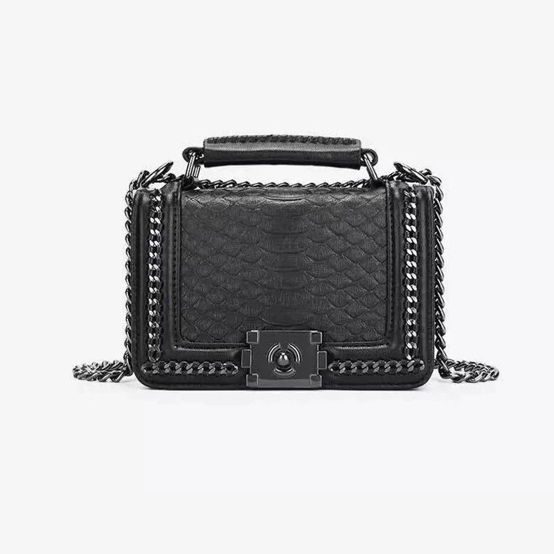 

New Female Genuine Leather Bag Snake Pattern Women Bags Handbags Luxury Ladies Shoulder Messenger Bags Chain sac a main bolsa