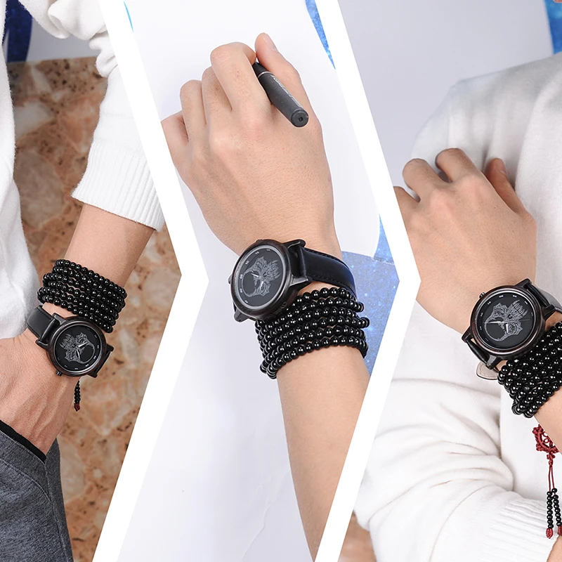 BOBO BIRD WP24 Simple Bamboo Watch for Men Women Cool Skull Design on Glasses Quartz Wristwatch