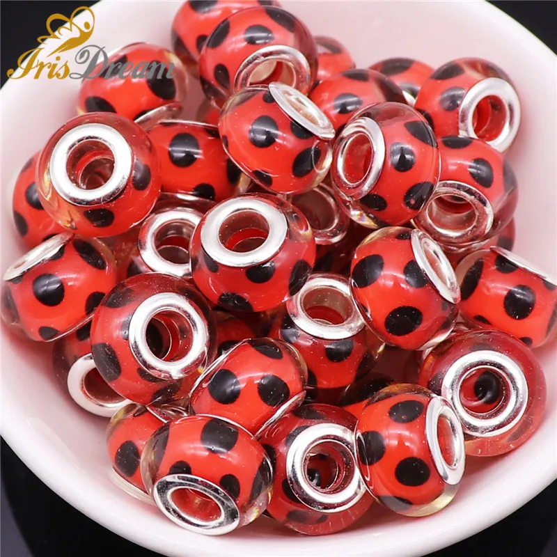 

20Pcs Mixed Color Silver Core Murano Spacer Beads fit Pandora Bracelet DIY Charms European Beads for Jewelry Making DIY Necklace