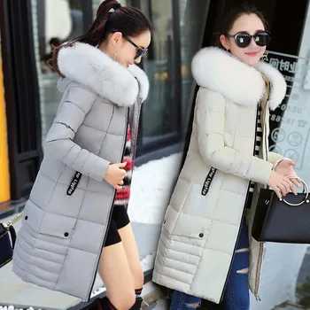 

Parka Women Winter Coats Long Cotton Casual Fur Hooded Jackets Women Thick Warm Winter Parkas Female Overcoat Coat 2019 New R951