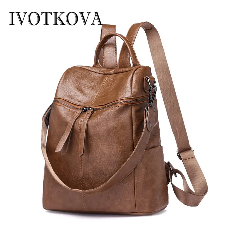 

IVOTKOVA Brand Fashion Women Backpacks Soft PU Leather Bag Schoolbags For Girls Leisure Bag mochilas Travel backpack