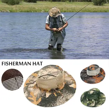 

Outdoor Fisherman Hat Summer Sun UV Protection Fishing Cap Fish Outdoor Hunting Hats Adjustable Wide Breathable Mesh Beach Hat