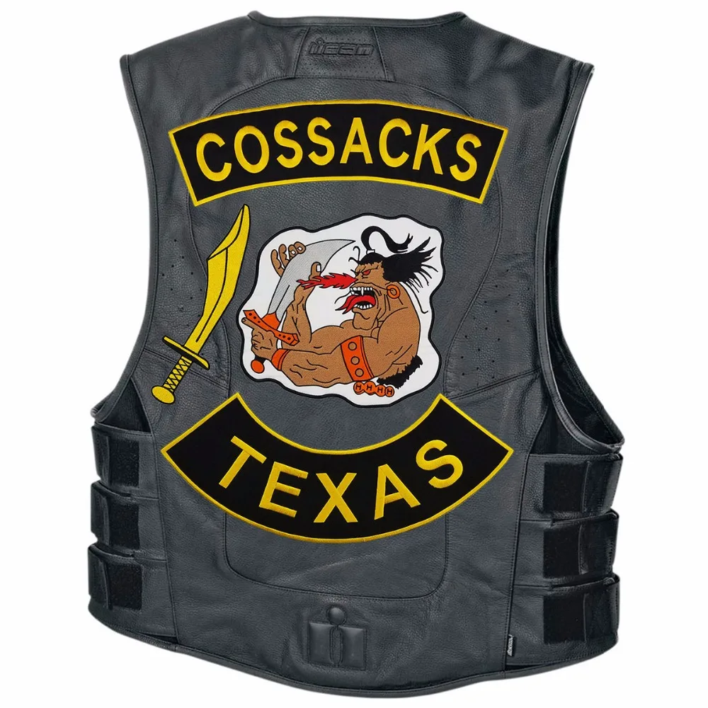 PWA0001 New Arrival COSSACKS TEXAS MC Embroidered Iron-On Sew On Biker Rider Patch Full Back Size Jacket Vest Badge SGT. AT ARMS Rocker Patch (7)