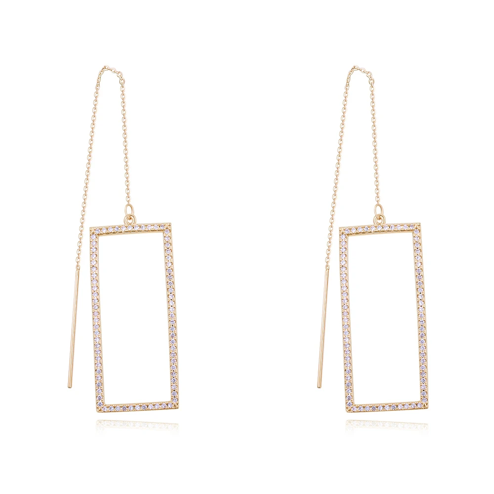 

Aaa Class Micro Zircon Geometry Rectangular Earring Boucle D'oreille Femme 2017