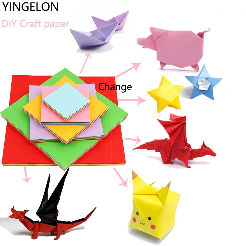 

Kids Art Craft Set 100PCS/Set 10 Color Origami Paper Craft Folding Square Papers Handmade DIY Scrapbooking Toys Papers