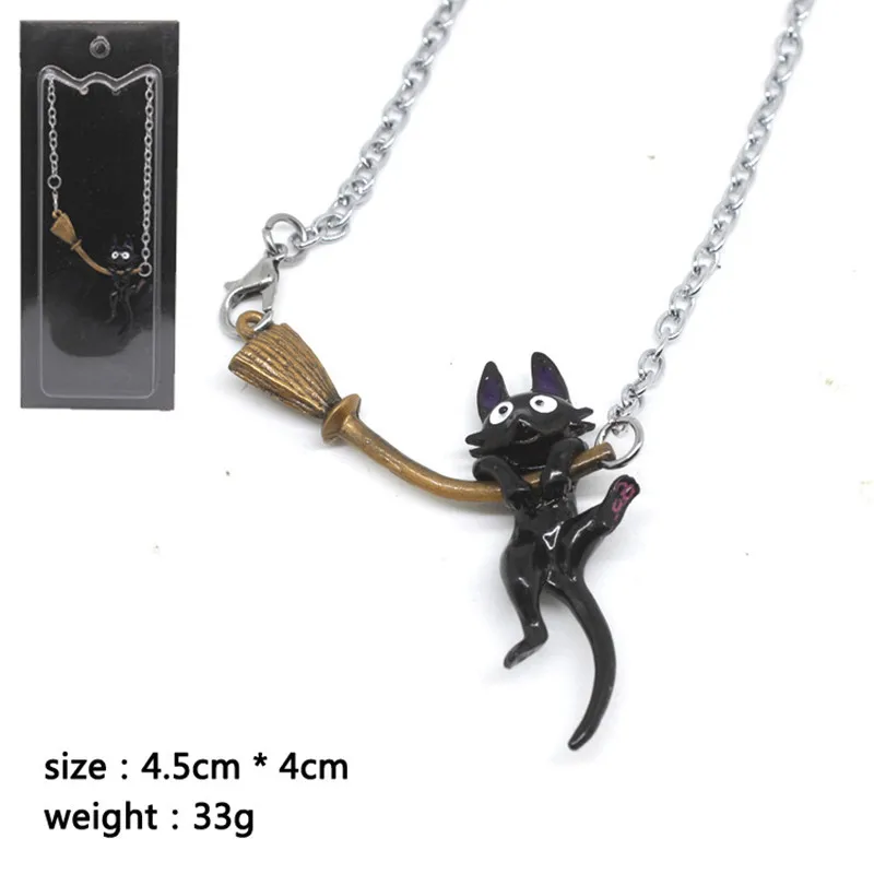 

Anime Kiki Delivery Service necklace broom JiJi cute funny cartoon pendant jewelry metal necklace women accessories Avainnippu