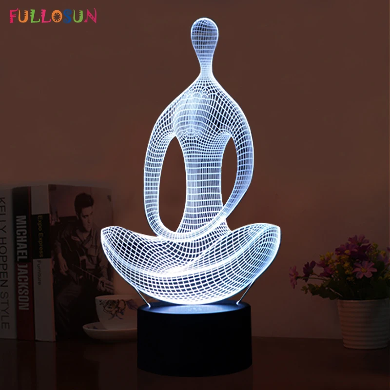 

Art 3D LED USB Lamp LED 3D Yoga Meditator Night Light with 7 Colors Sensor Table Lamp as Bedroom Decorations Lights
