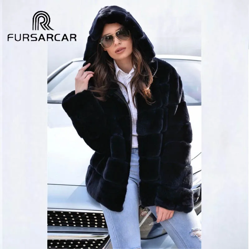 FURSARCAR 70 см длинные женская шуба из натурального меха зимняя новая модная куртка с
