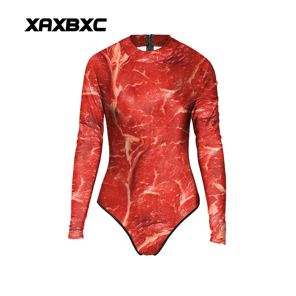 2018 New 067 Halloween Funny Beef Meat turkey 3D Prints One Piece Femme