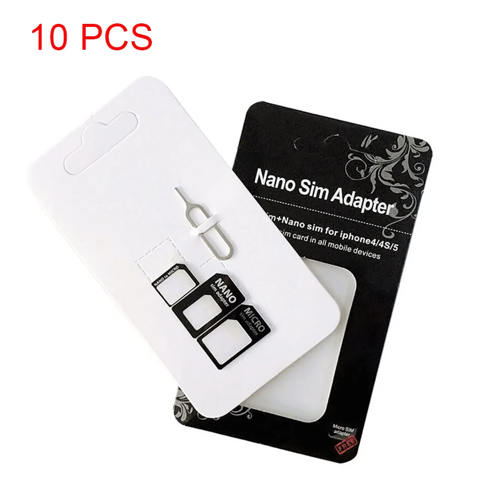 

New 10 Set Nano Micro Mini Standard SIM Card Adapter Kit Set Adapter Tools