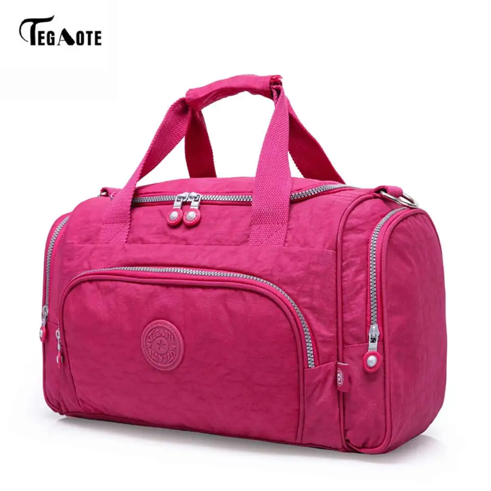 TEGAOTE Мужская Дорожная сумка на молнии, дорожная сумка для путешествий, новейший стиль, большая вместительность, мужская и женская Портативная сумка для путешествий - Цвет: Бургундия