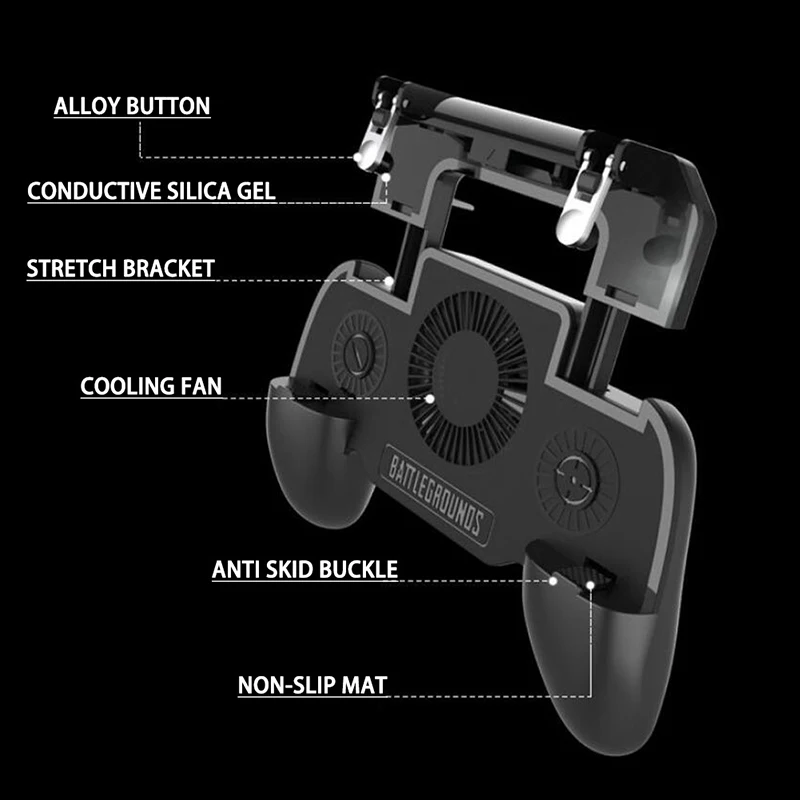 Mpow SR Gaming PUBG Controller Gamepad Mobile Trigger with 2000mAh Large Power Bank & Cooling Fan L1R1 Shooter Joystick Game Pad
