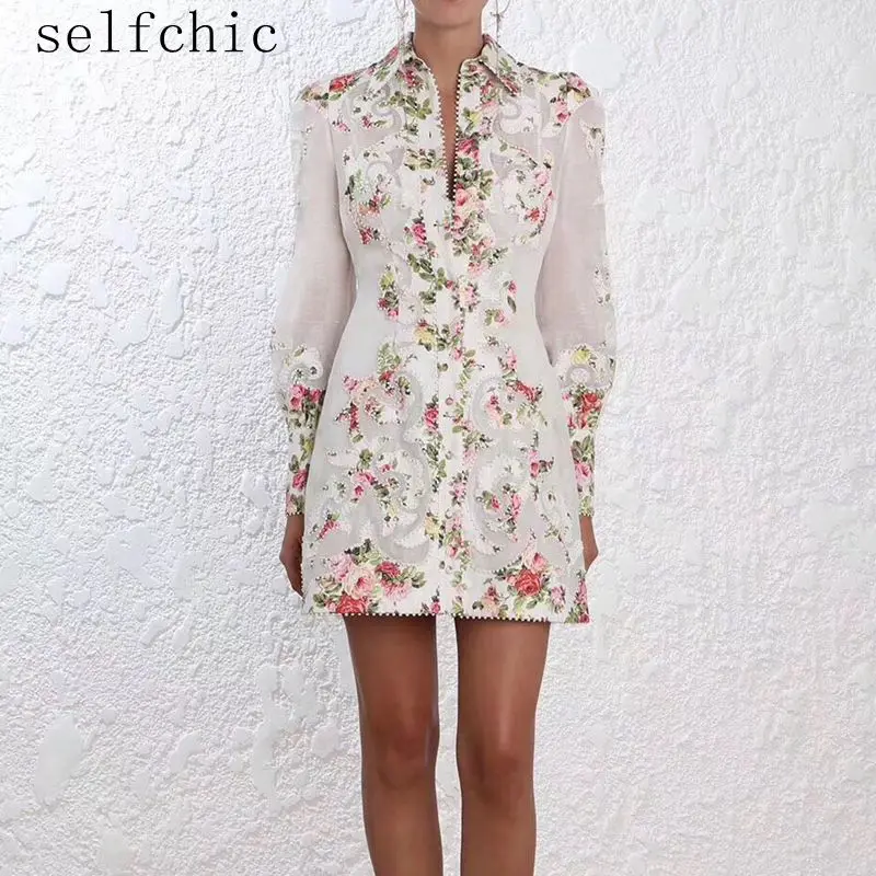 

Ladies Long Sleeve Floral Embroidery Dress Designer Party Short Dresses 2019