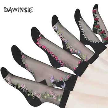 

Amazing Summer Ultrathin Socks Transparent Crystal Silk Lace sock Elastic Short Girl Sox Women's Socks Mesh Sox 2018 dropship