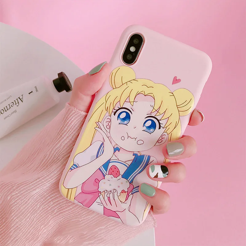 Чехол для телефона Sailor Moon для iphoe X XR XS Max чехол для iphone 6 6s 7 8 plus 11 Pro Max Модный милый мультяшный мягкий чехол s Capa - Цвет: Style 1