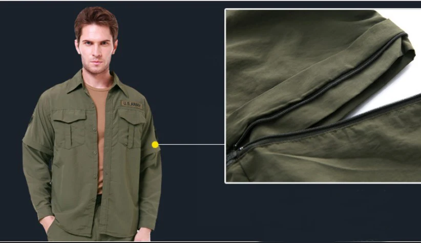 Мужская зеленая рубашка в армейском стиле 101 Airborne Div. 1in2 Съемная Повседневная рубашка с длинным/коротким рукавом