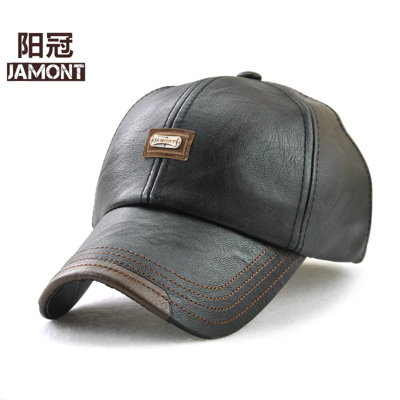 JAMONT letters high quality men's and women's baseball cap winter Snapback hat PU leather warm hat men's fashion hat Casquette