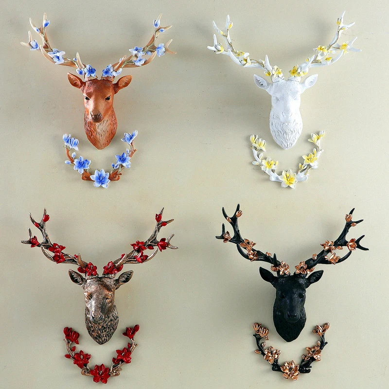 

Lucky deer head decoration three-dimensional wall hanging creative living room shop background wall hanging animal wall decorat