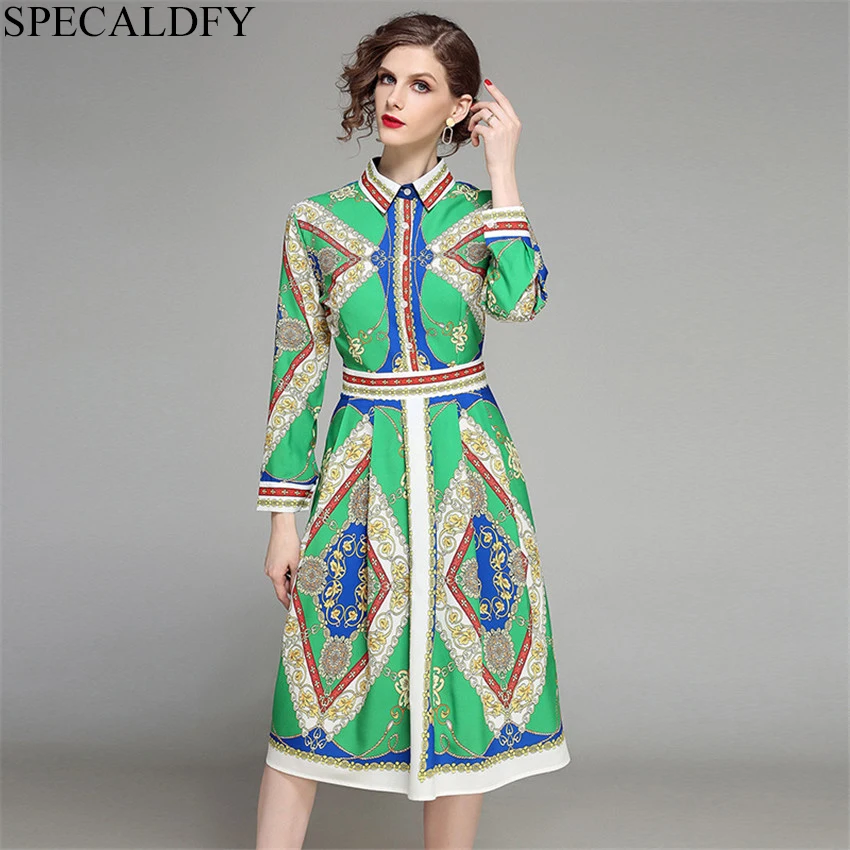 

2019 Spring Vintage Dress Women High Quality Fashion Designer Runway Dress Long Sleeve Party Dresses Robe Femme Vestidos