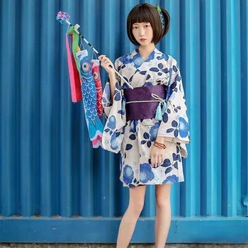 

2018 Japanese Kimono Vintage Original cotton Yukata Dress Japan Sexy Dancing Performances Costume Lolita Dress A60513