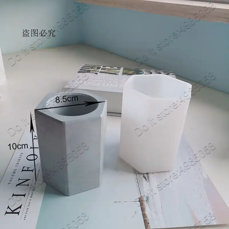 六角形状ペン容器ホルダー石膏多肉植物植木鉢コンクリートシリコーン型セメント粘土金型 粘土型 Aliexpress