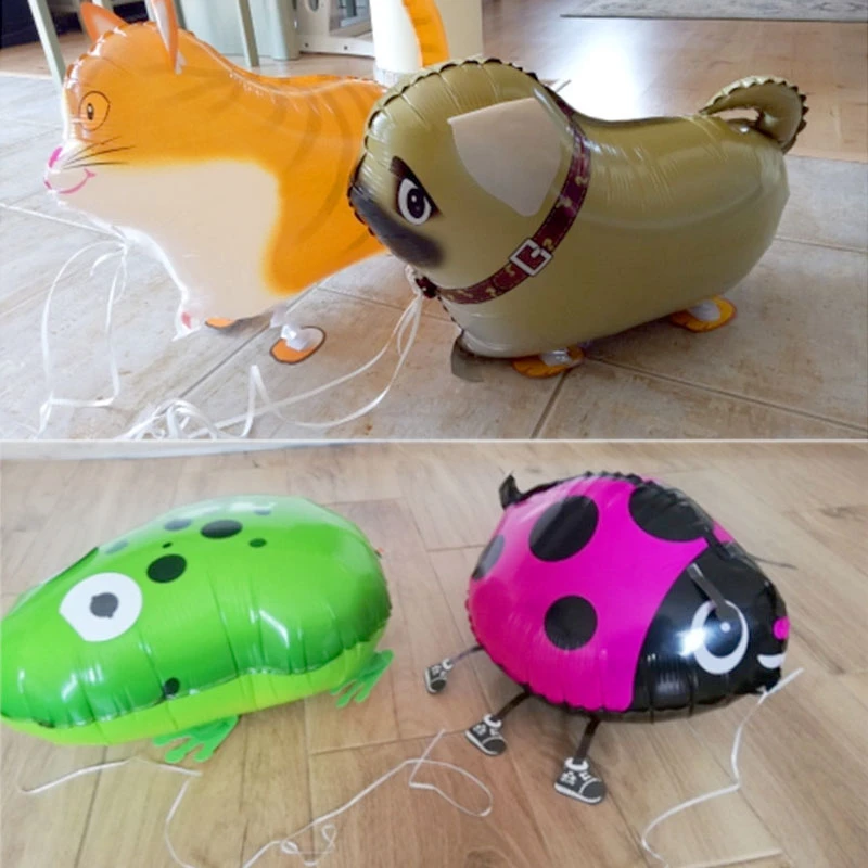 Воздушный шар с гелием для прогулок в виде животных, милая кошка/собака/динозавр, фольгированный шар для дня рождения, украшения для вечеринки, подарок для детей, игрушка для душа, воздушный шар
