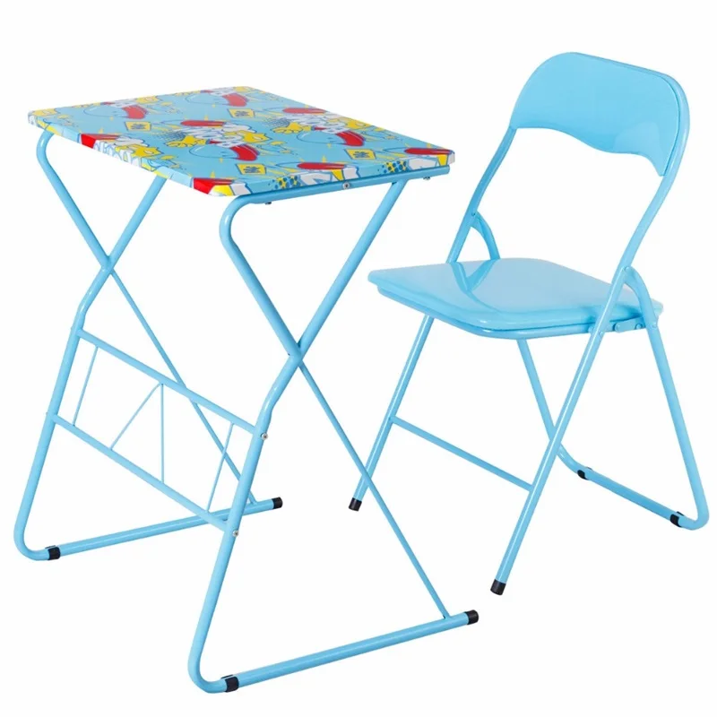Home School Kids Study Writing Folding Table Chair Set Blue Painting Children Furniture Sets HW58953 Home School Kids Study Writing Folding Table Chair Set Blue Painting Children Furniture Sets HW58953