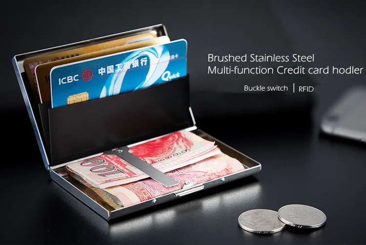 Высококачественный держатель для кредитных карт из нержавеющей стали для мужчин и женщин металлический чехол для банковских карт коробка для Карт rfid кошелек для карт