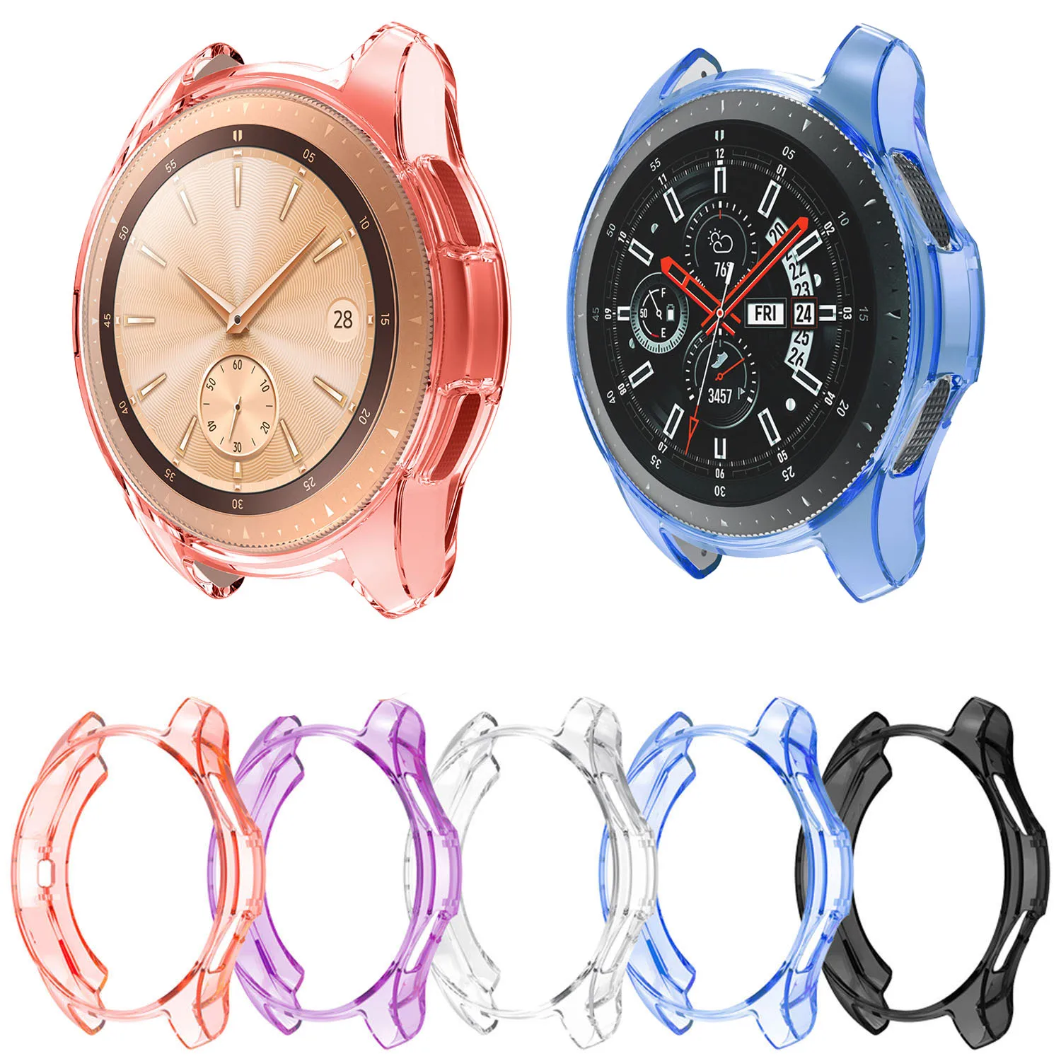 Soft TPU Protective Case Cover Shell For Samsung Galaxy Watch 46mm 42mm Smart Watch Case Protective Frame