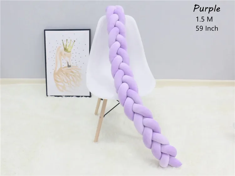 1 м-4M, нордическая ручная детская кроватка с узлом, бампер, однотонный цвет, для новорожденных, для детской кровати, украшение для детской комнаты - Цвет: Purple 1.5M