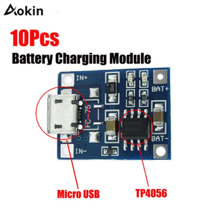 10 шт. TP4056 5В 1A Micro USB 18650 литиевая батарея зарядная плата модуль зарядного