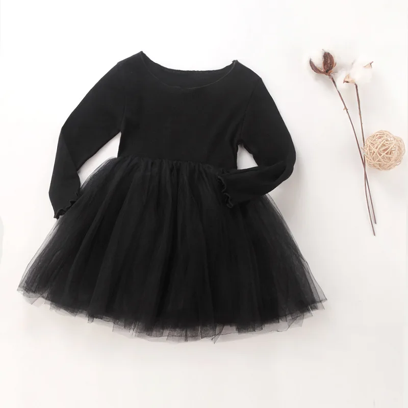 Модное детское платье для девочек; танцевальное праздничное платье; костюм принцессы на свадьбу; бальное платье для девочек 1-7 лет - Цвет: Черный