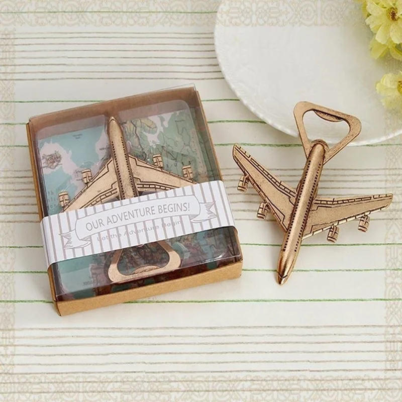 Creative Antique Plane Beer Bottle Opener "Let the Adventure Begin" Airplane Bottle Opener Wedding Gift Party Favor