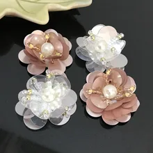 Вышитые вручную цветы из бисера 3D нашивки для одежды DIY пришивные стразы с блестками