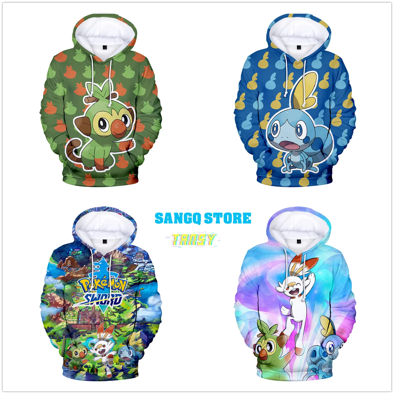 2019 Pokemon Sword and Shield Fashion Unisex Crewneck Sweatshirt Printed Long Sleeves Pollover Plus Size Women 3D Print Hoodies